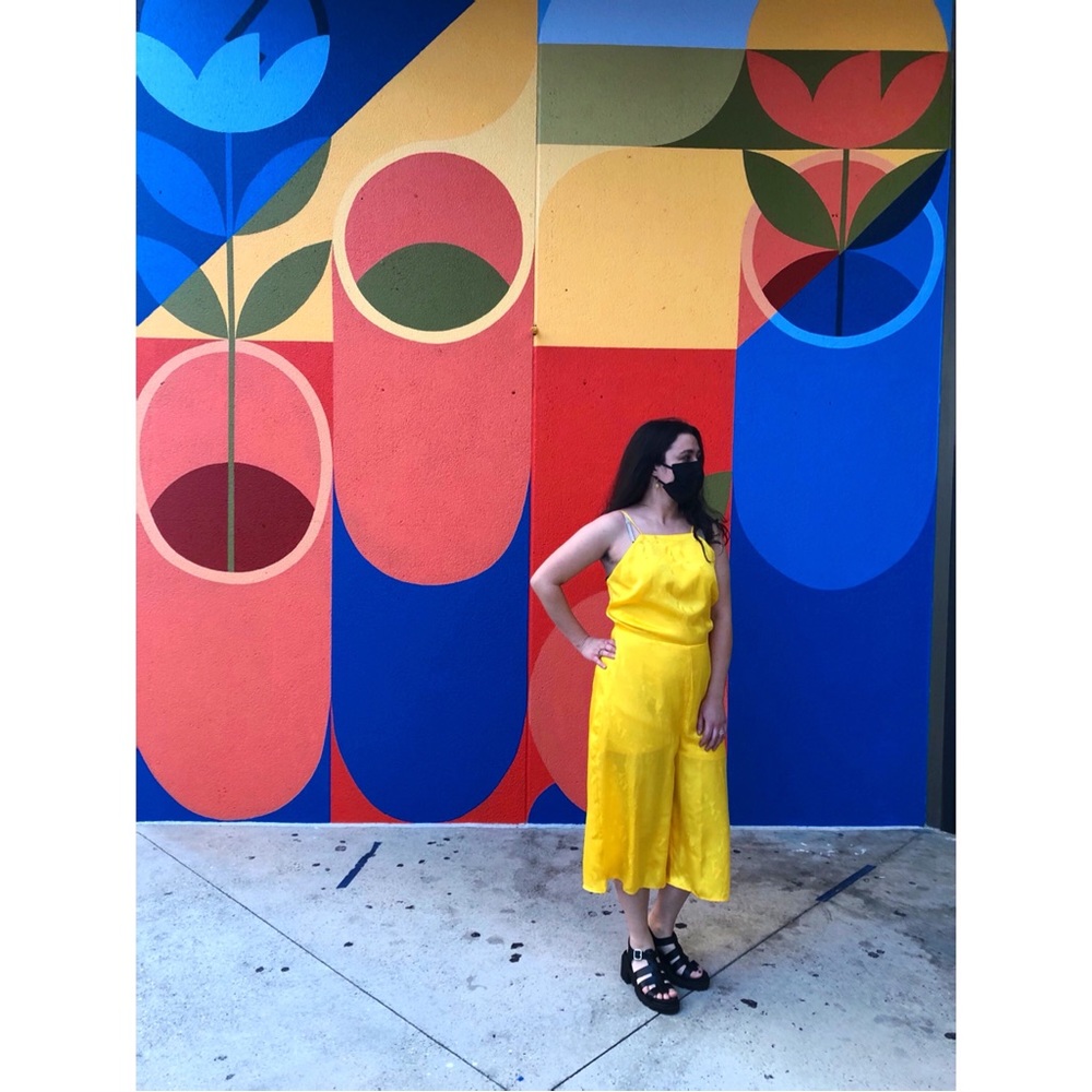 NWT Material Girl Yellow Printed Jumpsuit XL